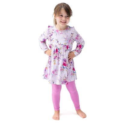Dahlia Floral - Long Sleeve Ruffle Dress and Legging