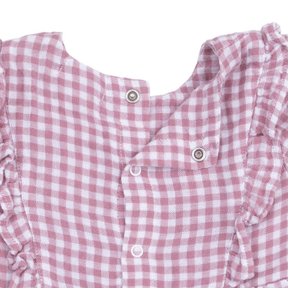Berry Gingham - Long Sleeve Ruffle Dress and Legging
