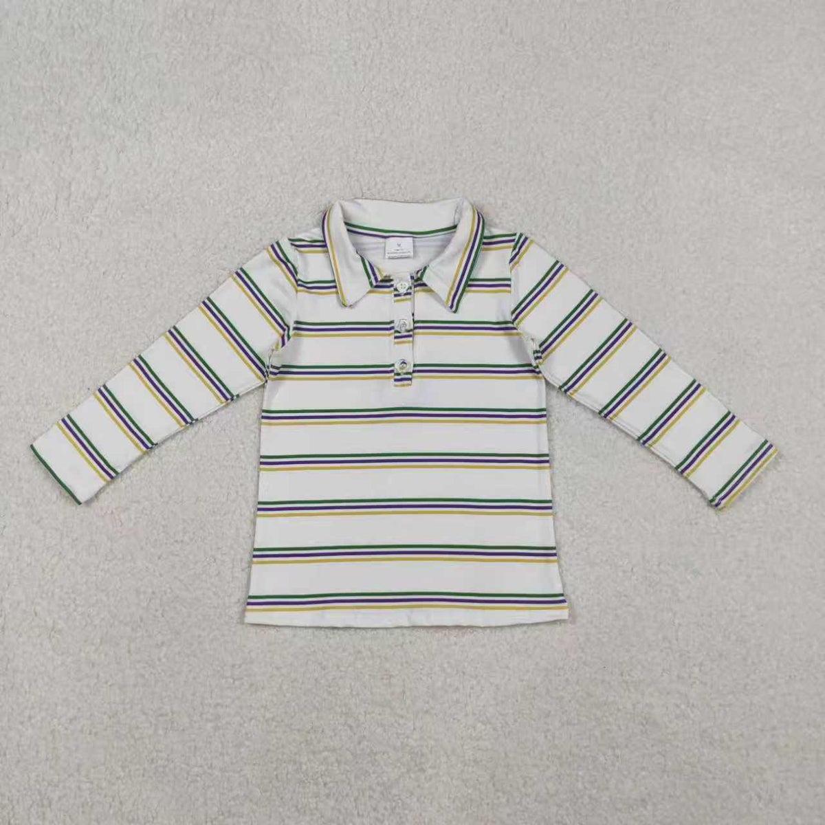 Sibling Baby Girls Mardigras Stripe Button Knee Length Dresses Polo Shirts Top