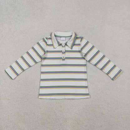 Sibling Baby Girls Mardigras Stripe Button Knee Length Dresses Polo Shirts Top