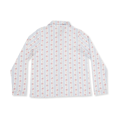 Anna Floral Stripe - Adult Long Sleeve Coat Style and Pant With Pockets