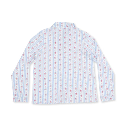 Anna Floral Stripe - Adult Long Sleeve Coat Style and Pant With Pockets