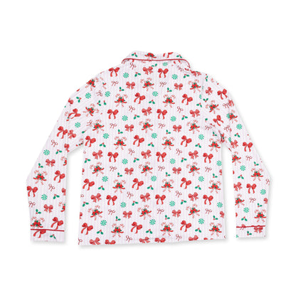 Bows & Candy Canes - Adult Long Sleeve Coat Style with Pants