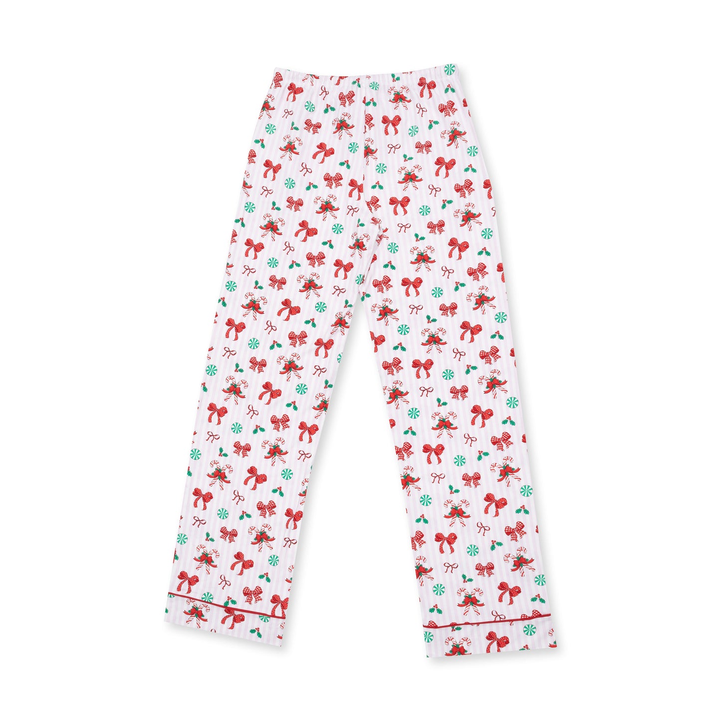 Bows & Candy Canes - Adult Long Sleeve Coat Style with Pants