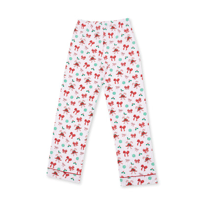 Bows & Candy Canes - Adult Long Sleeve Coat Style with Pants