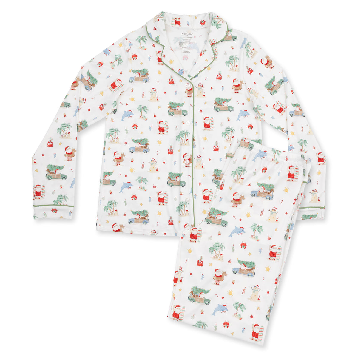 Beach Christmas - Bamboo - Adult Long Sleeve Coat Style and Pant with Pockets