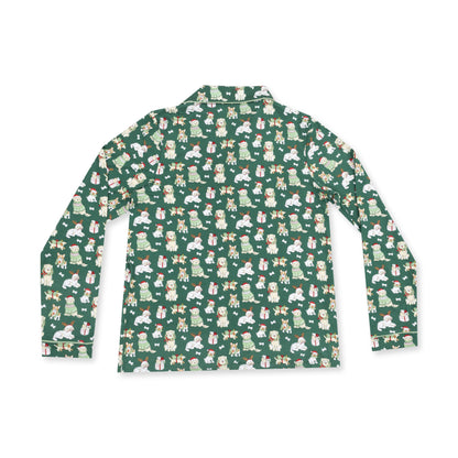 Christmas Dogs Uni - Adult Long Sleeve Coat Style and Pant with Pockets