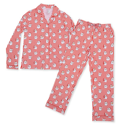 Vintage Santa Stripe - Adult Long Sleeve Coat Style and Pant with Pockets