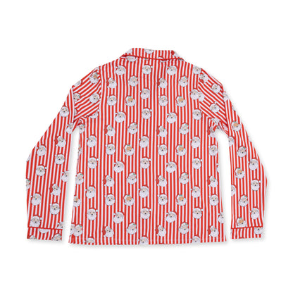 Vintage Santa Stripe - Adult Long Sleeve Coat Style and Pant with Pockets