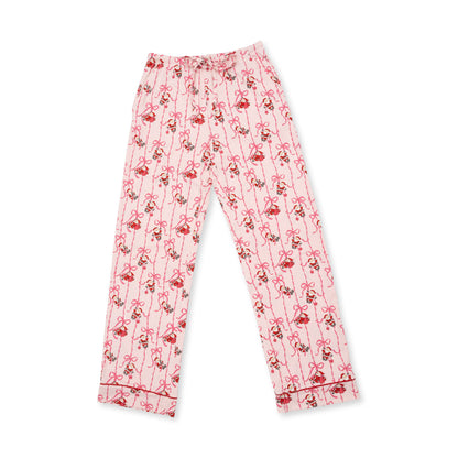 Bows & Santa - Adult Long Sleeve Coat Style and Pant with Pockets