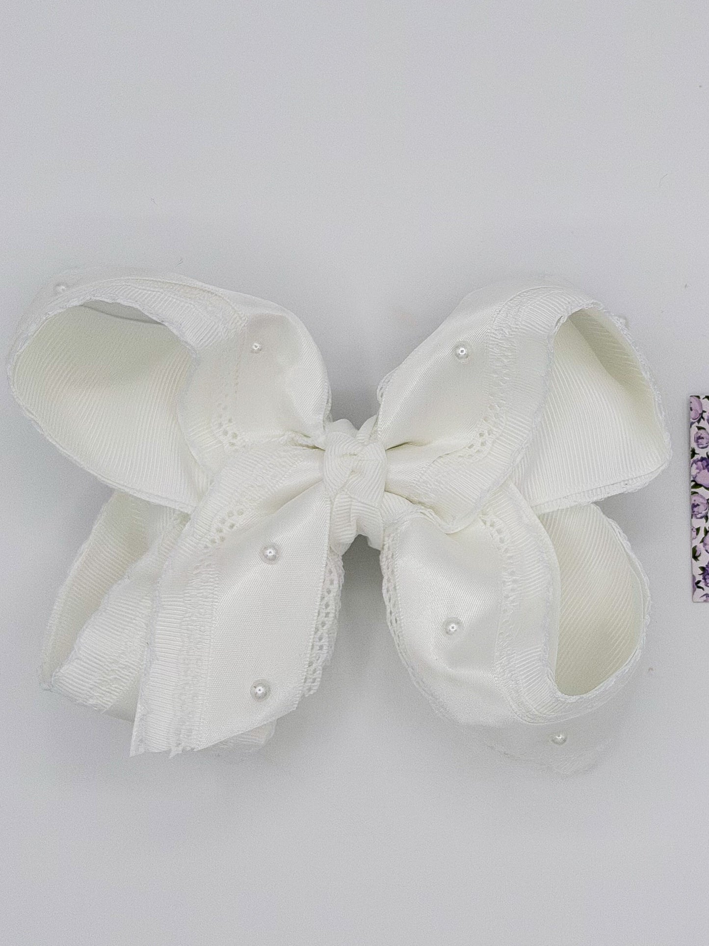 White Lace & Pearl Bow
