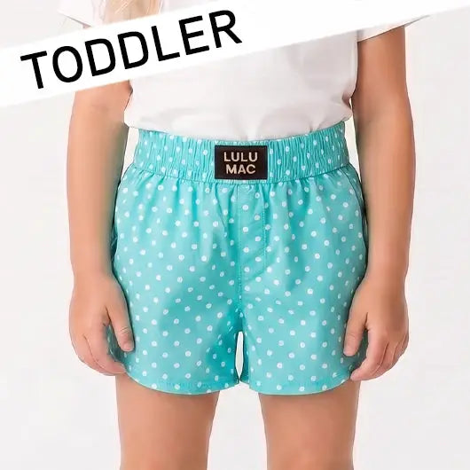 Lulu Mac Aqua Polka Dot Toddler Athletic Shorts