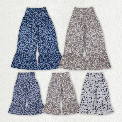 Mama and Me Girls Leopard Camo Yoga Active Ruffle Flare Pants Bottom