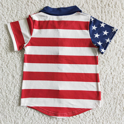 Baby boys 4th of july stars stripes buttons tee shirts B17-19