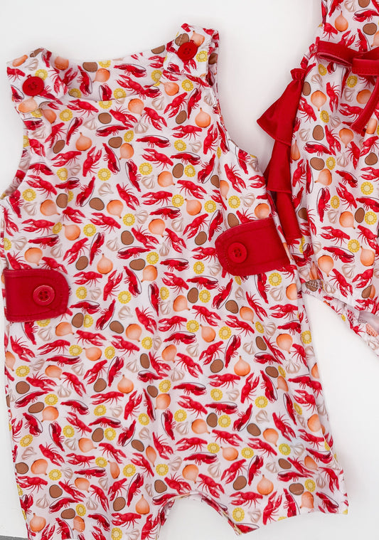 Crawfish & Onion Baby Boy JonJon – Southern Cajun Outfit