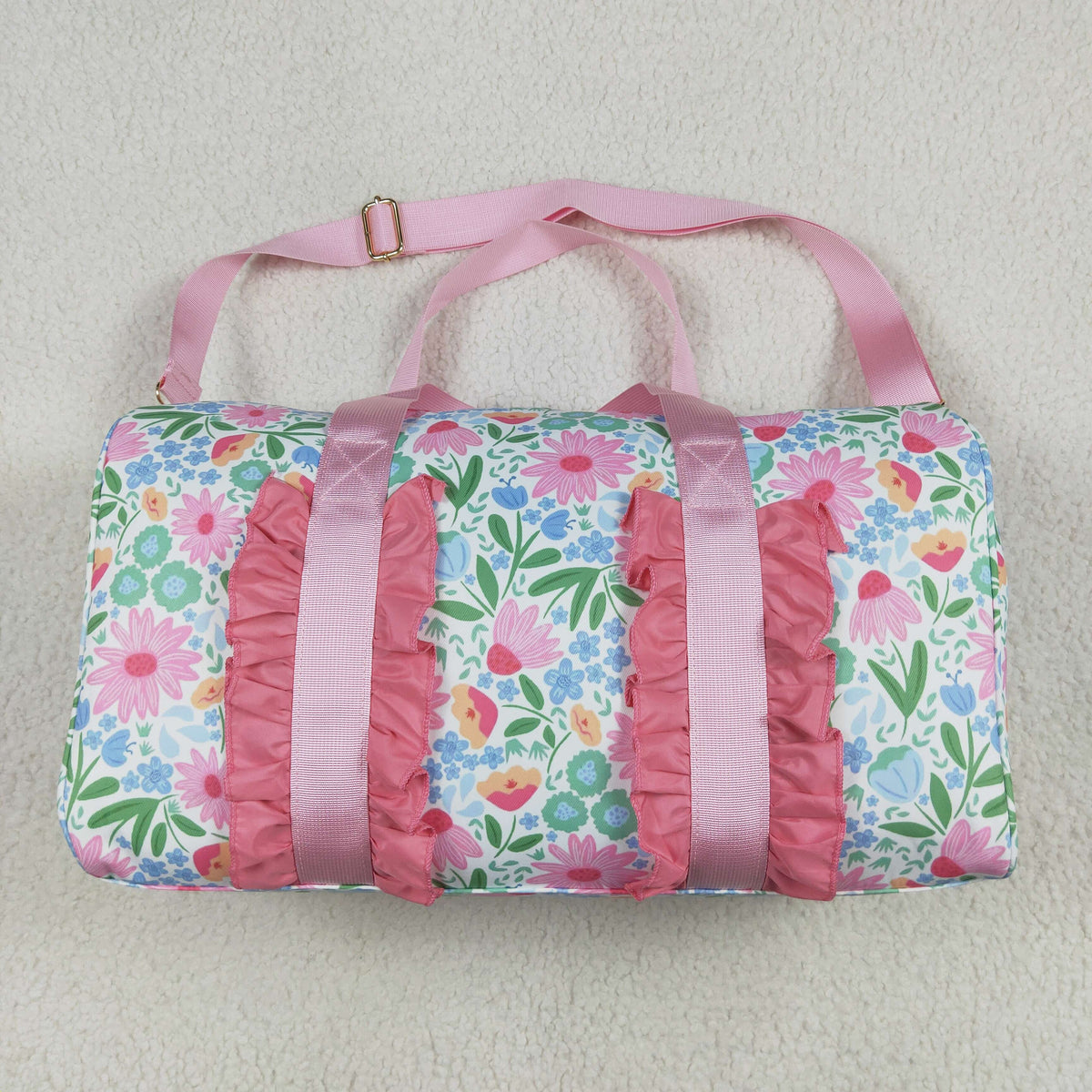 BA0290 Flowers Ruffle Gym Duffles Bags