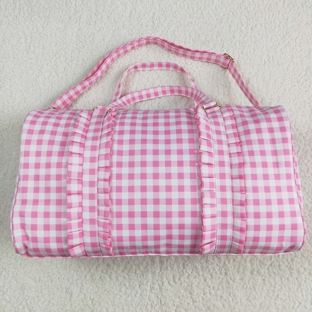 Sibling Pink Checkered Print Gym Lunch Boxes Bags