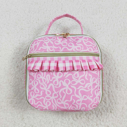 Sibling Baby Girls Pink Bows Ruffle School Bags Lunch Boxes