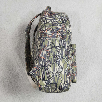 BA0394 Baby Girls  Wood Camo Bows Back to School Backpack Bags