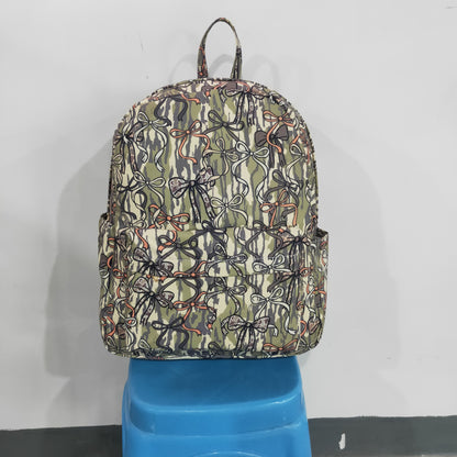 BA0394 Baby Girls  Wood Camo Bows Back to School Backpack Bags