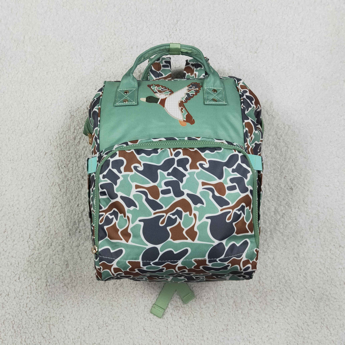 Sibling Baby Kids Embroidery Ducks Dogs Camo Mommy Diaper Backpacks Bags