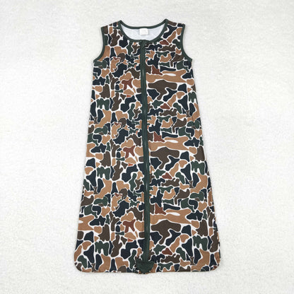 Sibling Baby Newborn Fall Camo Zip Gowns