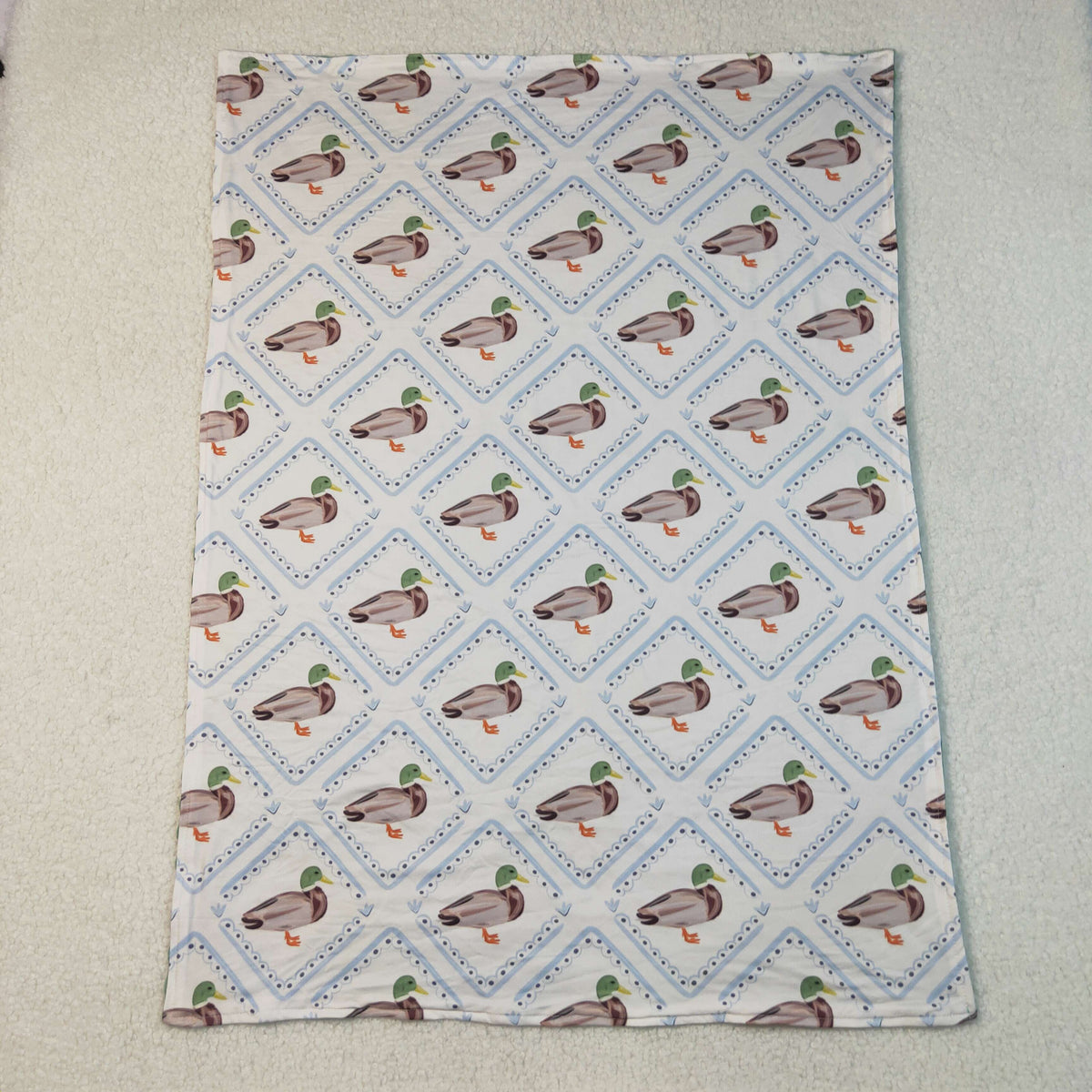 Sibling Boys Green Ducks Checked Pajamas Clothes Sets Zipper Rompers Blankets