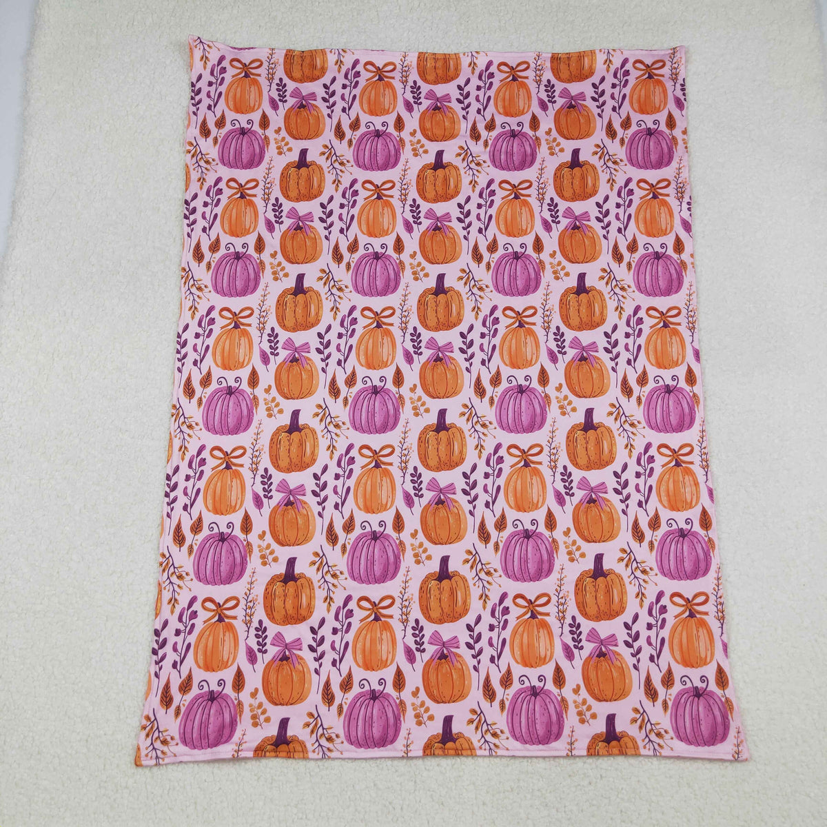 Sibling Baby Kids Hot Pink Pumpkins Floral Pajamas Sets Zipper Footie Rompers Blankets