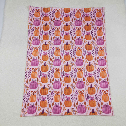 Sibling Baby Kids Hot Pink Pumpkins Floral Pajamas Sets Zipper Footie Rompers Blankets