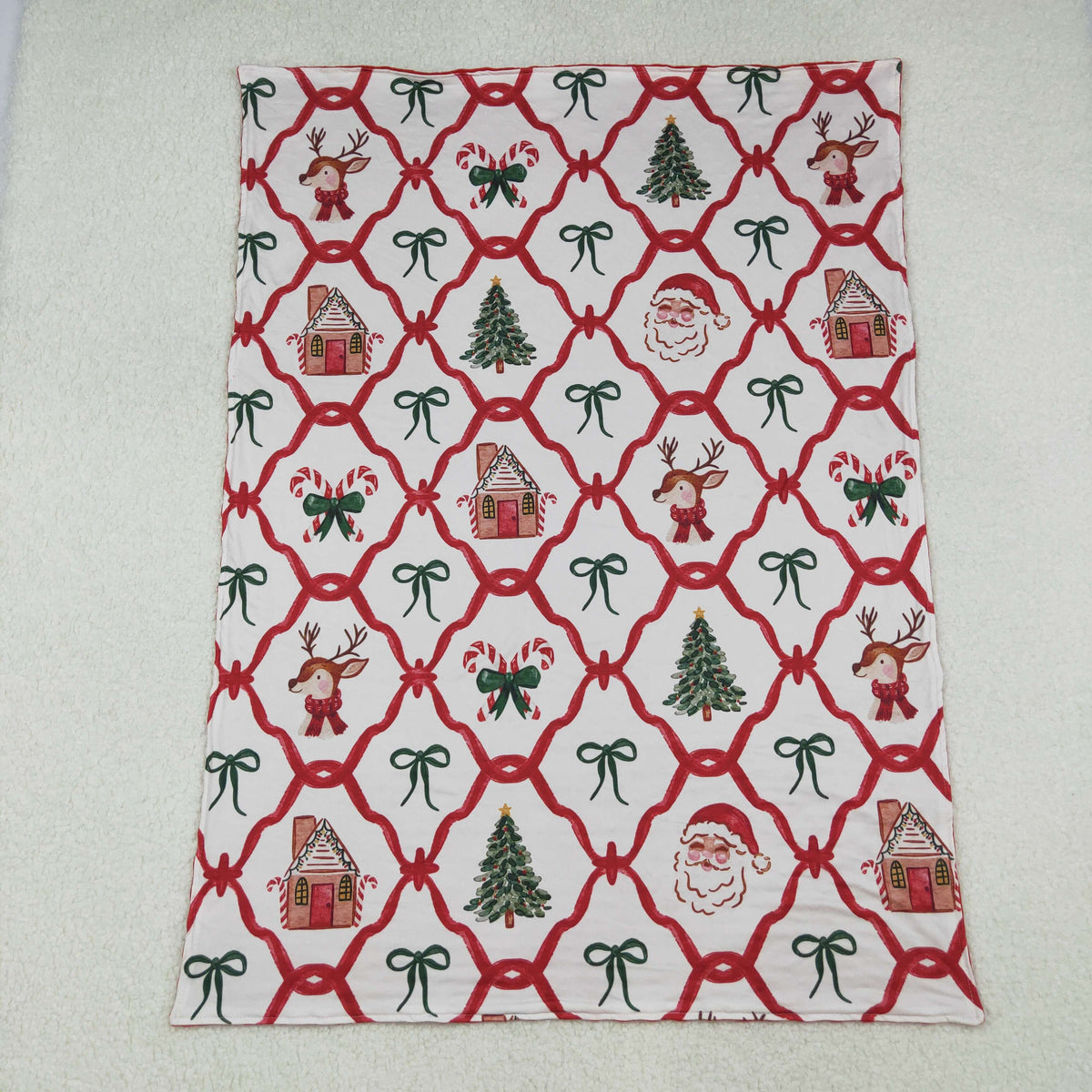 Family Sibling Baby Kids Christmas Red Bows Santa Trees Checked Clothes Sets Rompers Blanked