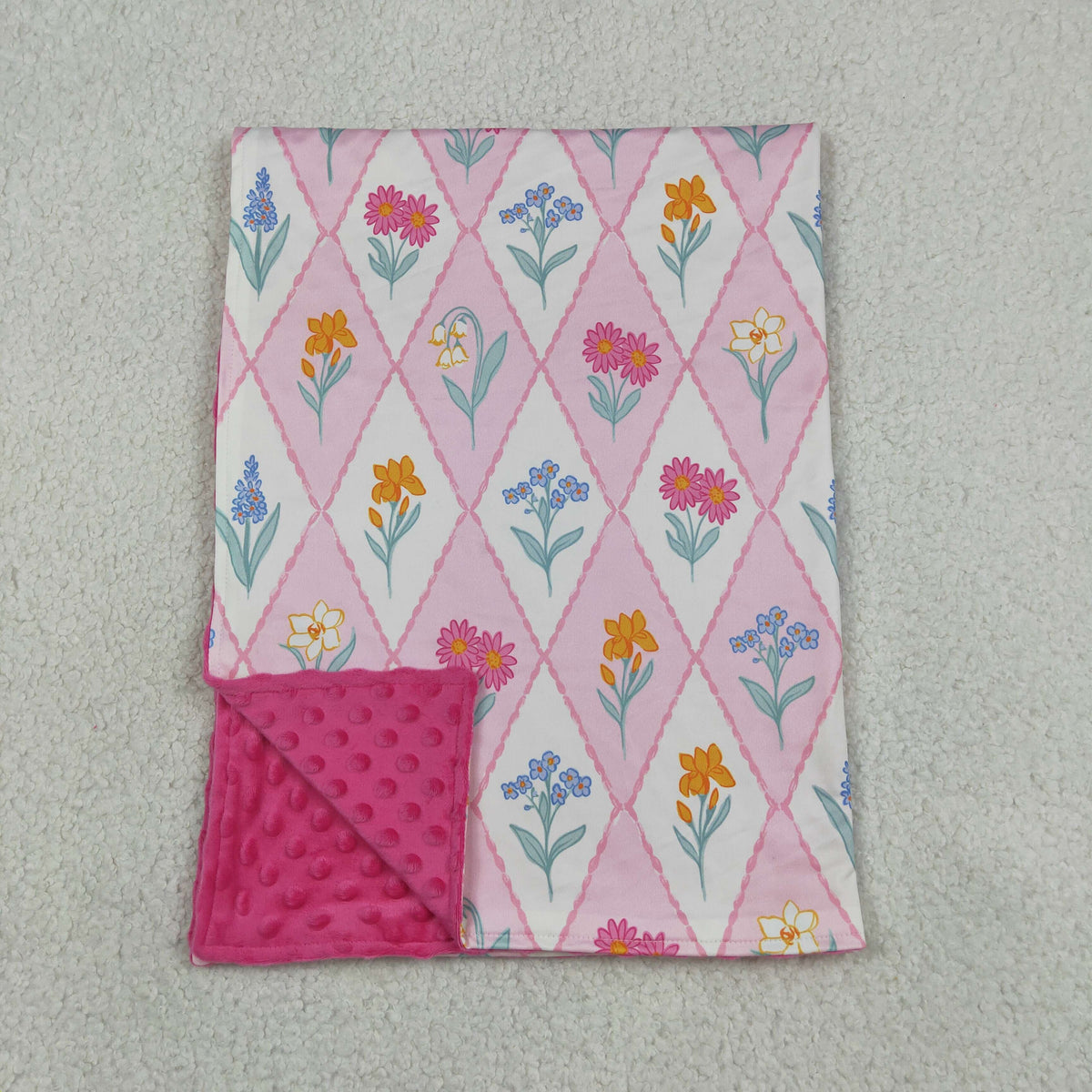 BL0233 Baby Girls Colorful Checked Flowers Blankets