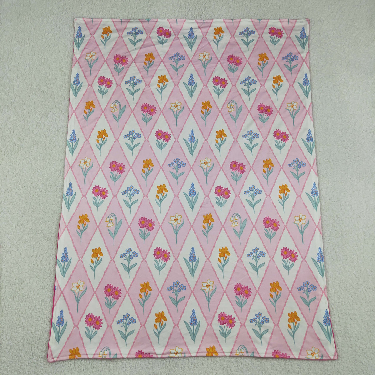 BL0233 Baby Girls Colorful Checked Flowers Blankets