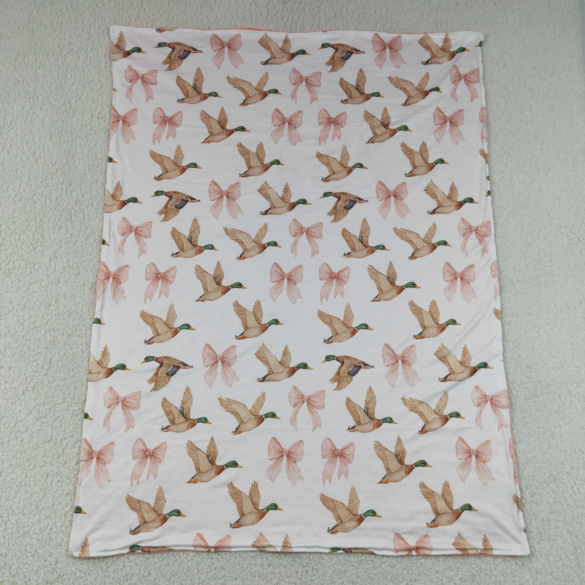 BL0248 Baby Girls Pink Bows Ducks Blankets