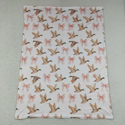 BL0248 Baby Girls Pink Bows Ducks Blankets