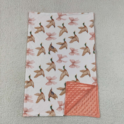 BL0248 Baby Girls Pink Bows Ducks Blankets