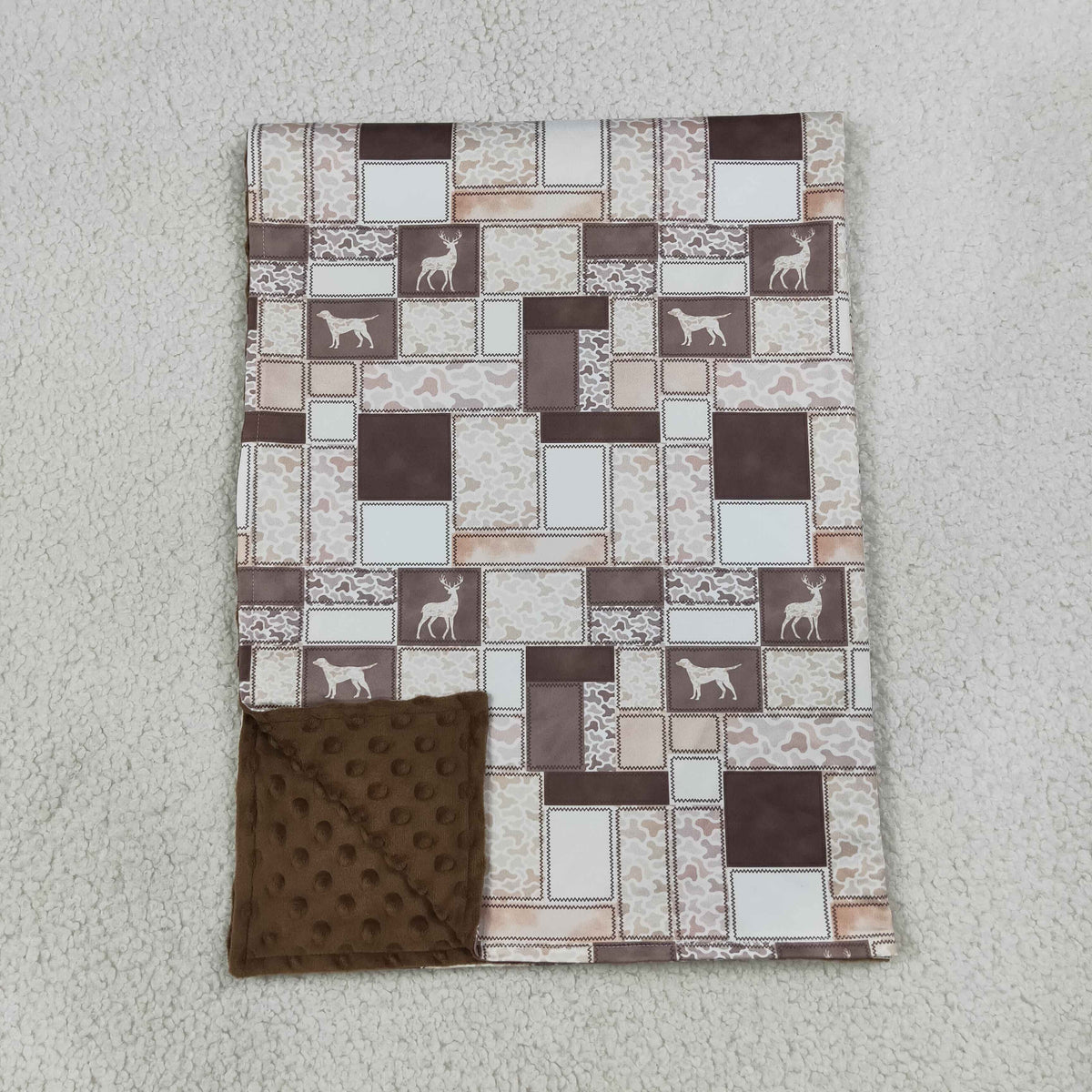 BL0249 Baby Kids Camo Checked Dogs Deer Hunting Blankets