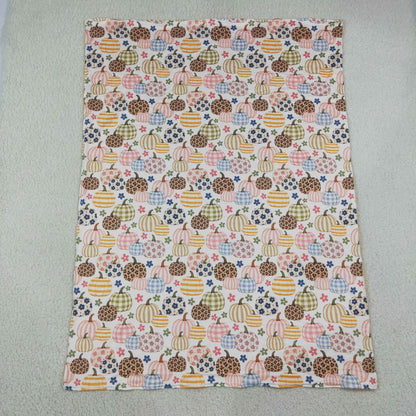 BL0252 Baby Girls Colorful Flowers Pumpkins Fall Blankets