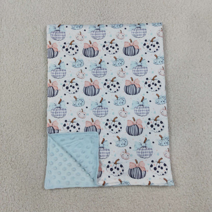 BL0253 Baby Girls Bow Polka Dots Pumpkins Fall Blankets