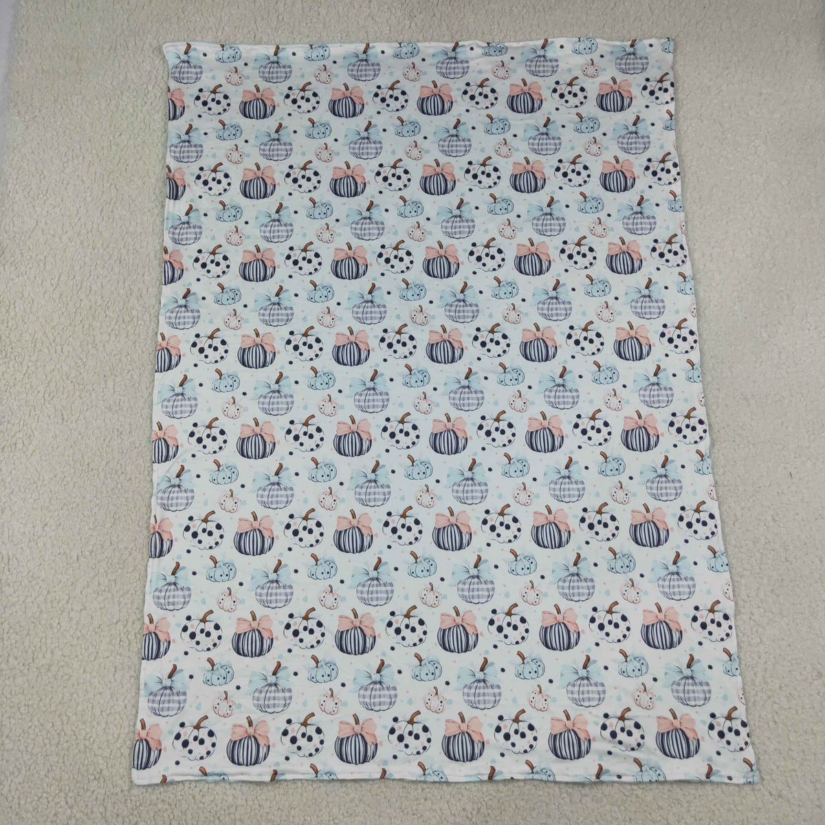 BL0253 Baby Girls Bow Polka Dots Pumpkins Fall Blankets