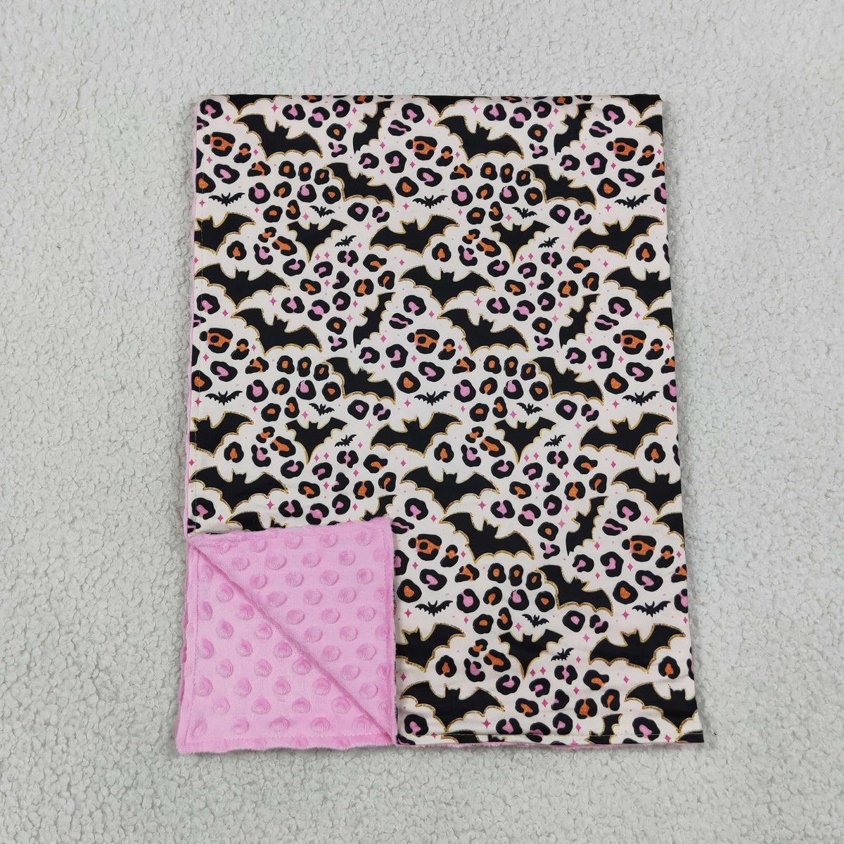 BL0254 Baby Kids Pink Black Leopard Bats Halloweens Blankets
