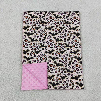 BL0254 Baby Kids Pink Black Leopard Bats Halloweens Blankets