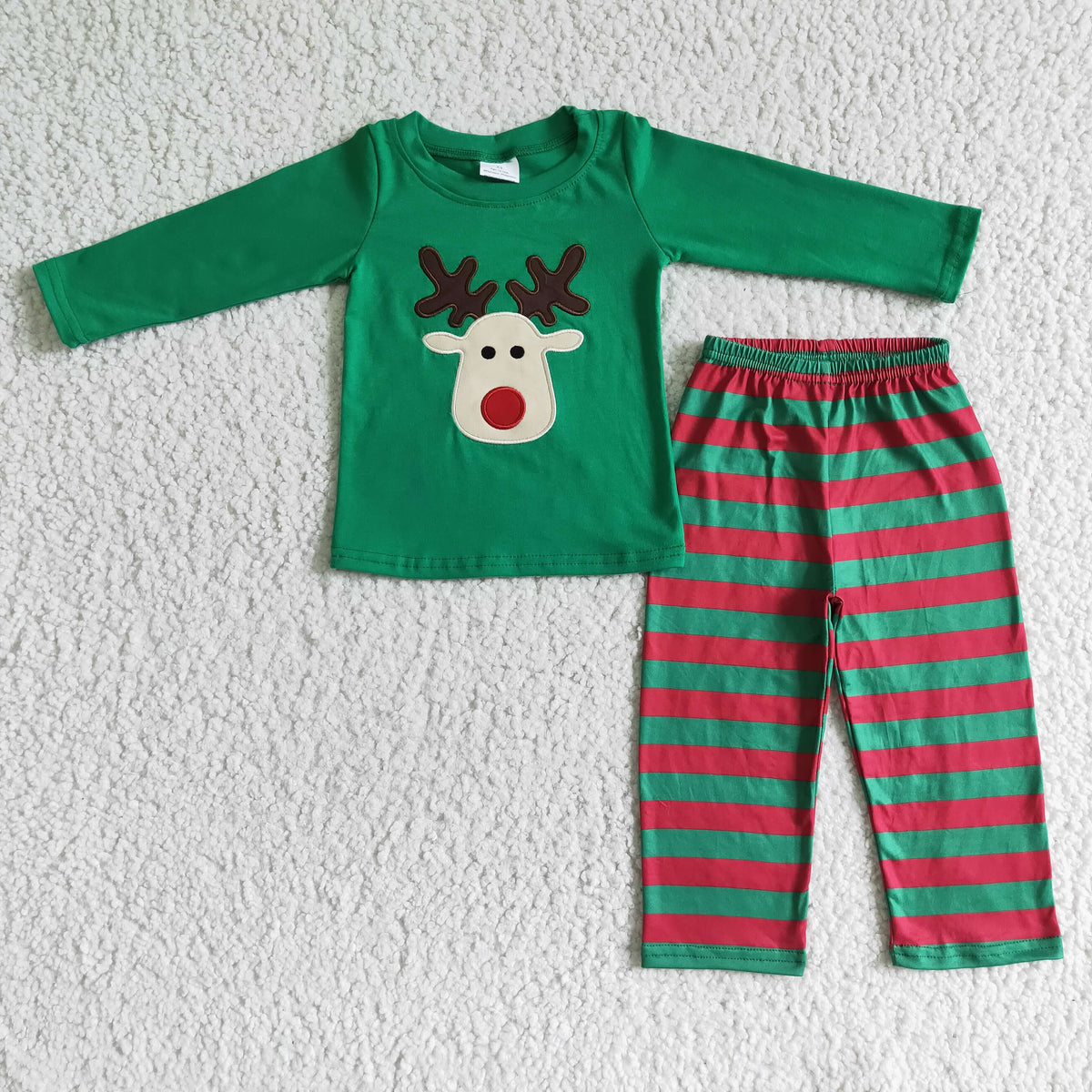 Sibling Baby Boys Girls Embroidery Deer Top Pants Christmas Clothes Sets