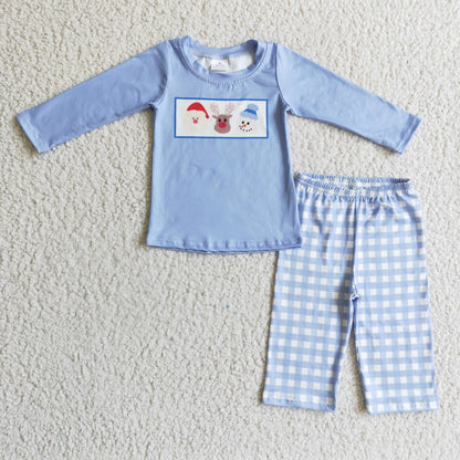 Sibling Baby Boys Girls Christmas Santa Deer Snowmen Top Stripe Pant Pajamas Sets
