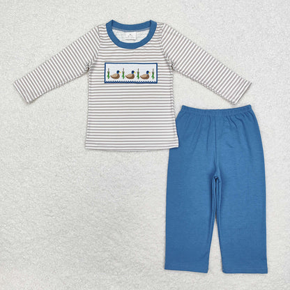 Sibling Hunting Baby Boys Embroidery Southern Tops Pants Clothes Sets