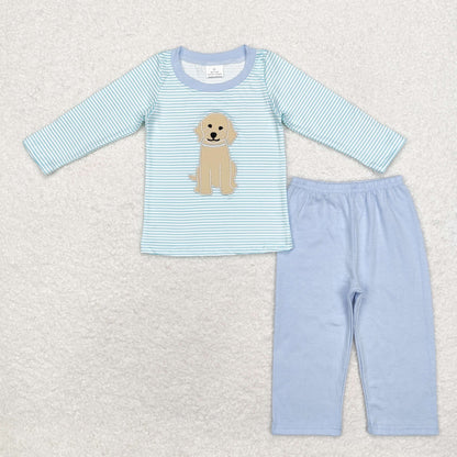 Sibling Baby Boys Long Sleeve Embroidery Dogs Ducks Fishing Pants Hunting Clothes Sets