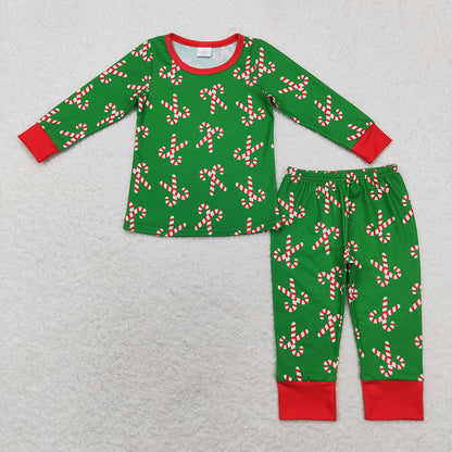 Sibling Baby Boys Girls Christmas Candy Cane Pant Pajamas Sets Zipper Footie Rompers