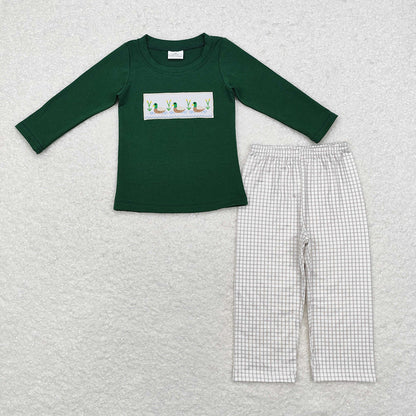 Sibling Hunting Baby Boys Embroidery Southern Tops Pants Clothes Sets