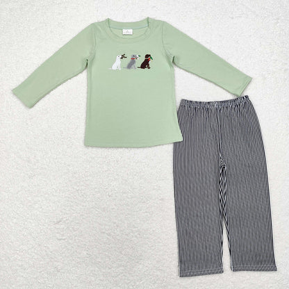 Sibling Hunting Baby Boys Embroidery Southern Tops Pants Clothes Sets