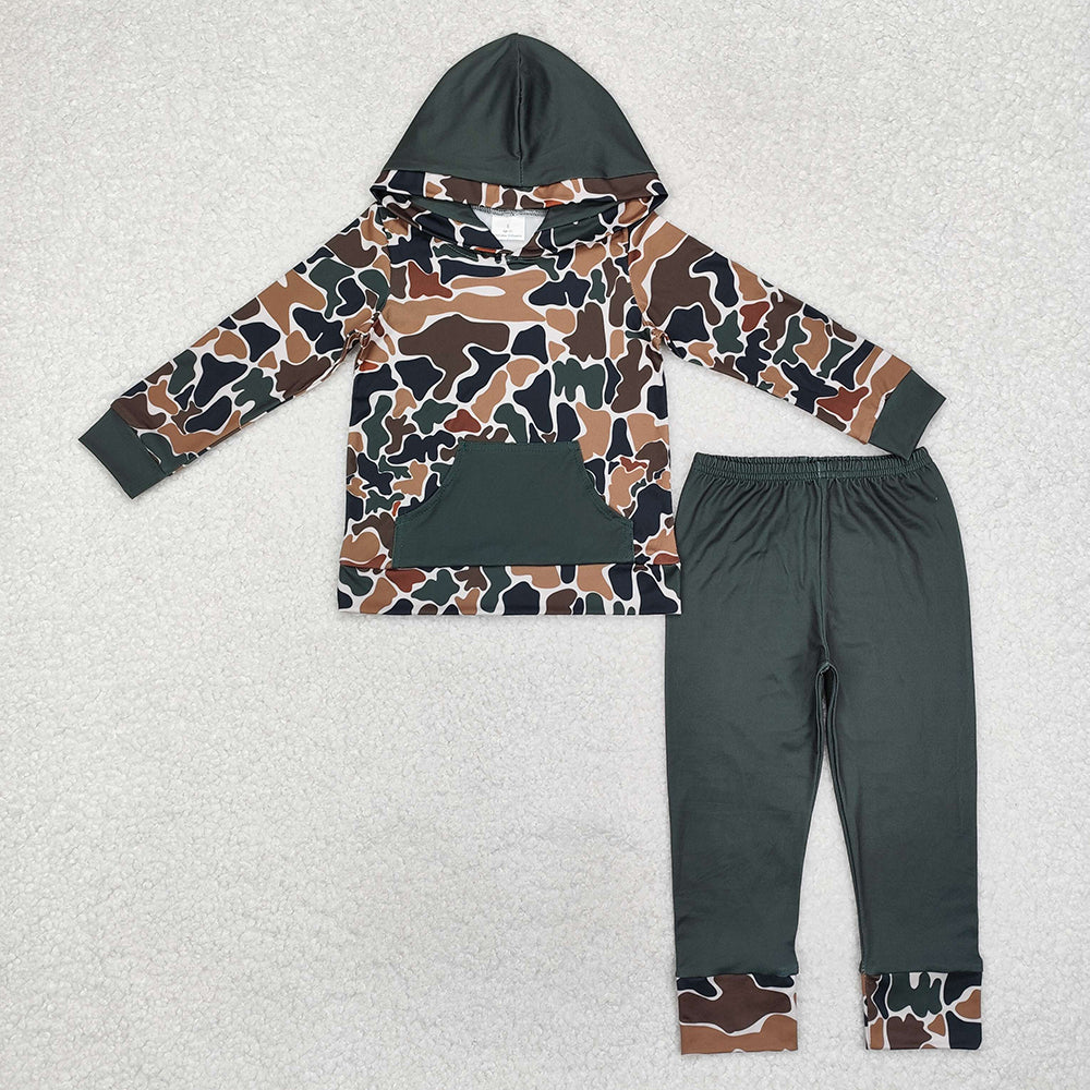 BLP0962 baby girls boys duck brown camouflage hunting hooded sets