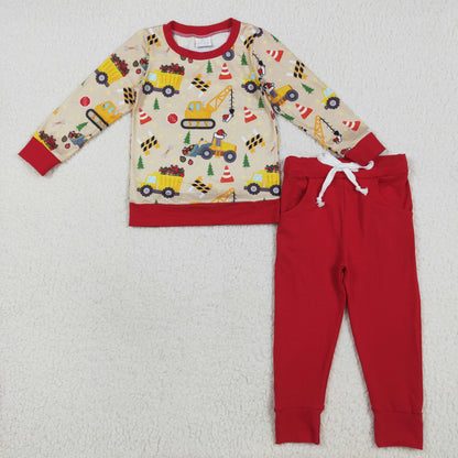 Sibling Baby Boys Long Sleeves Santa Candy Cane Plaid Top Pants Christmas Sets